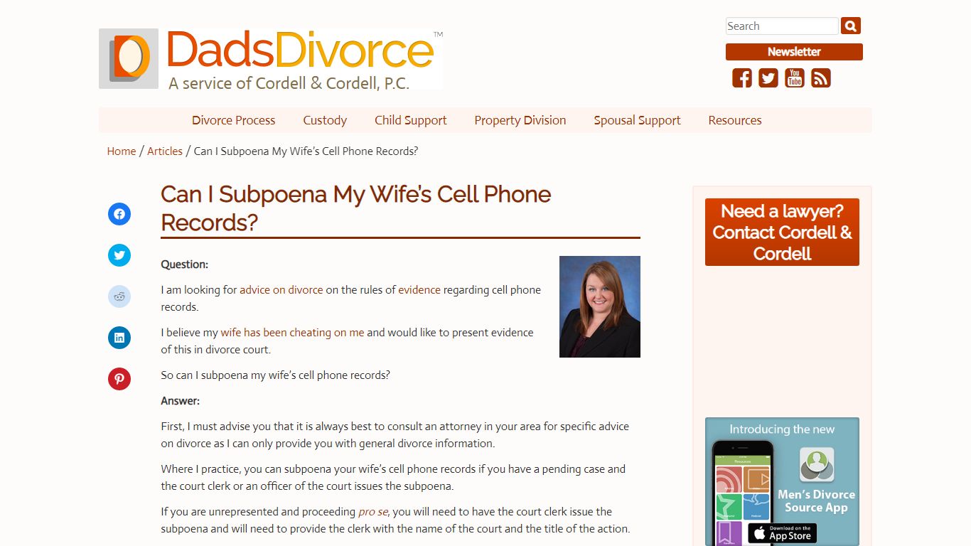 Can I Subpoena My Wife's Cell Phone Records? | Dads Divorce